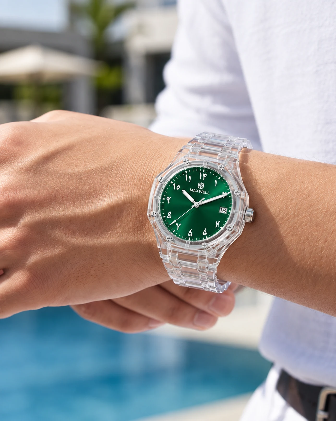 Maxwell Clear Watch — Green Dial