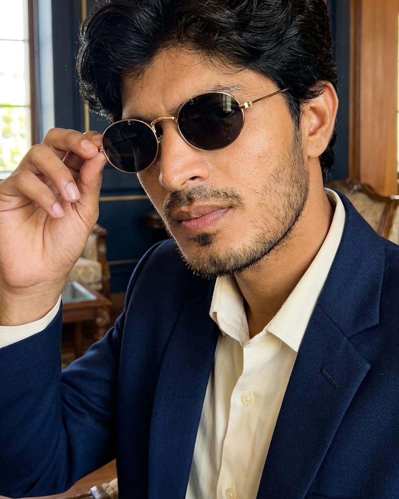 Round Sunglasses — Gold-Tone Metal Frame
